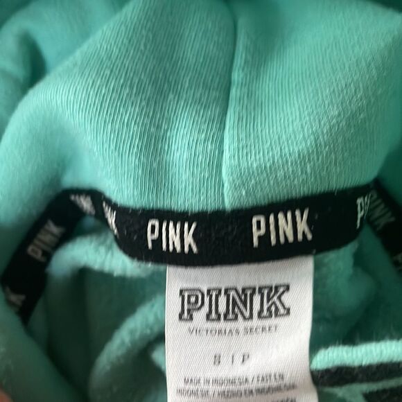 PINK Victoria’s Secret mint logo cowl neck sweatshirt. Small. - Picture 6 of 6